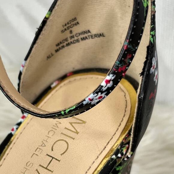 Michael Shannon Sascha Floral Rockabilly Ankle Strap High Heel Sandal Sz 8 - Picture 4 of 9